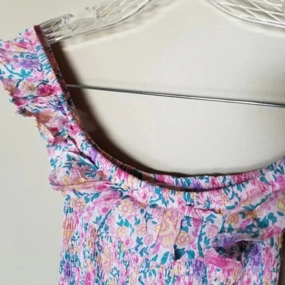 Abel the Label Pink Purple Floral Romance Off the Shoulder Maxi Dress XS - Picture 4 of 14